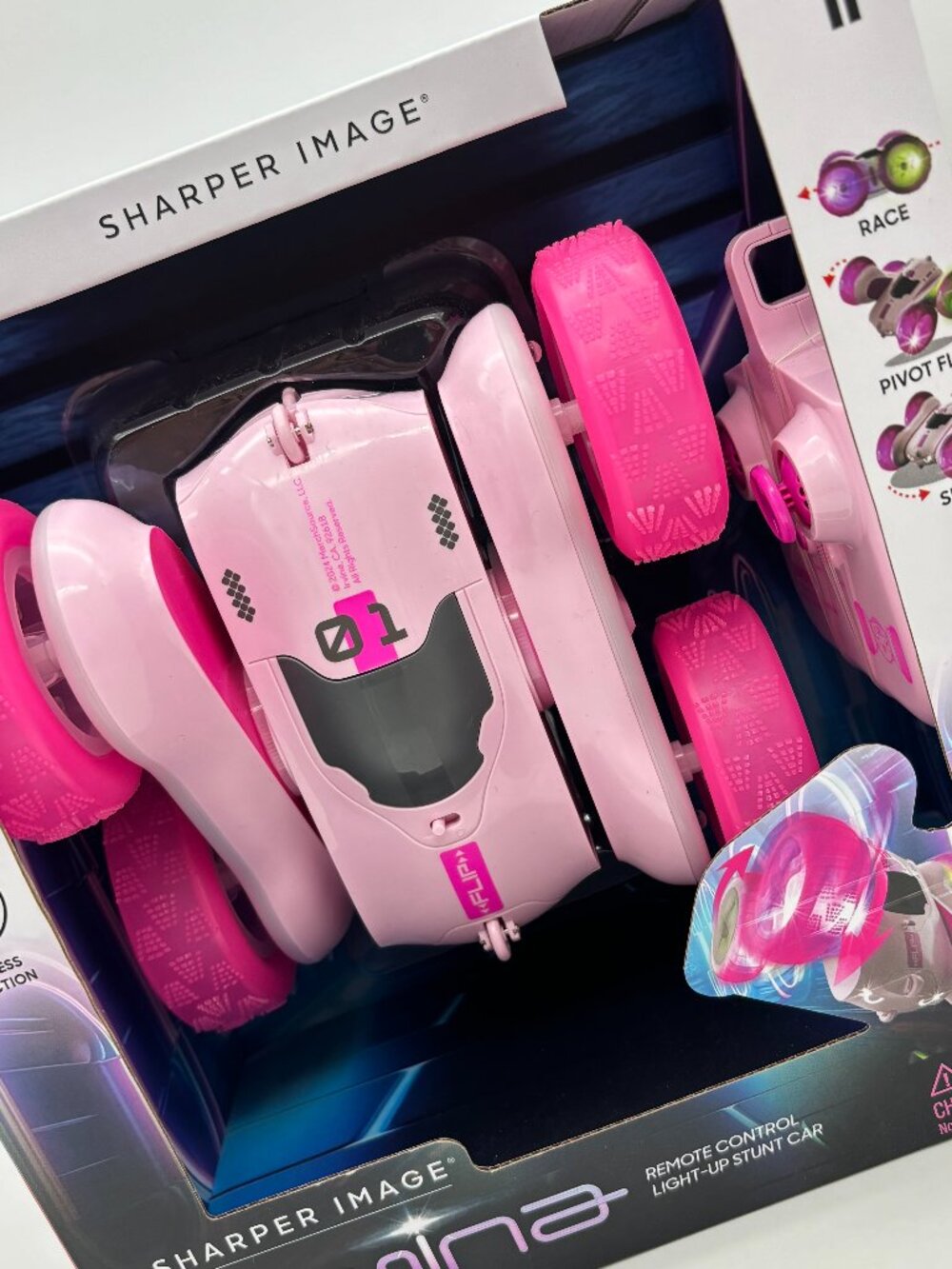 Sharper Image Lumina Remote Control Light-Up Stunt Car, Pink NEW